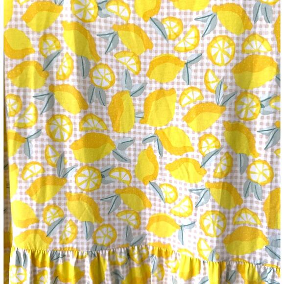 Lands' End Sleeveless Tiered Maxi Dress Small Tank Bright Yellow Lemon Print - Picture 7 of 8